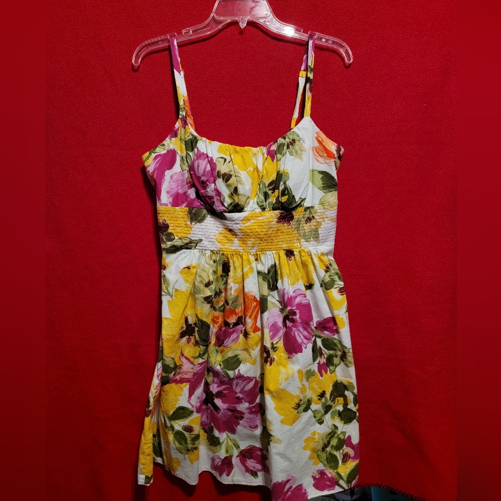 B. Smart‎ White Colorful Floral Spaghetti Strap Dress Size 14